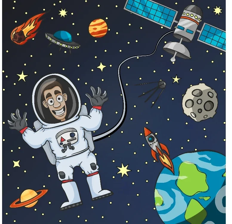 Seytex Astronot Çocuk Odası Duvar Kağıdı ölçüye özel duvar kağıdı