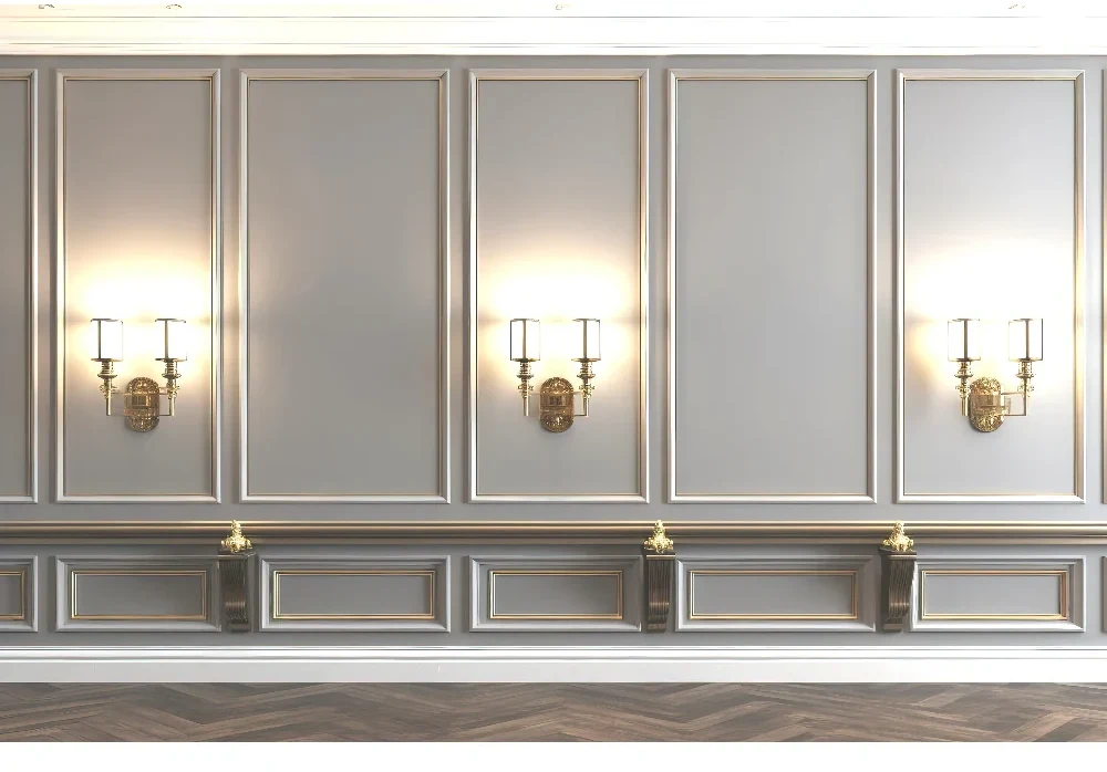Seytex Beyaz Gold Detay Lambalı  Duvar Kağıdı
