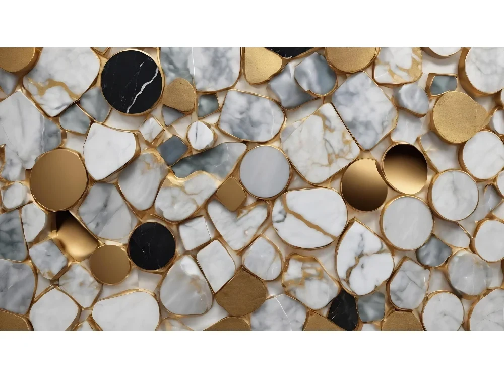 Seytex 3d Gold Taş Duvar Kağıdı