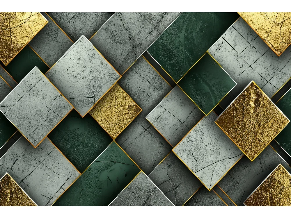 Seytex 3D040 Seytex 3d Zümrüt Gold Desenli Duvar Kağıdı tekstil duvar kağıdı