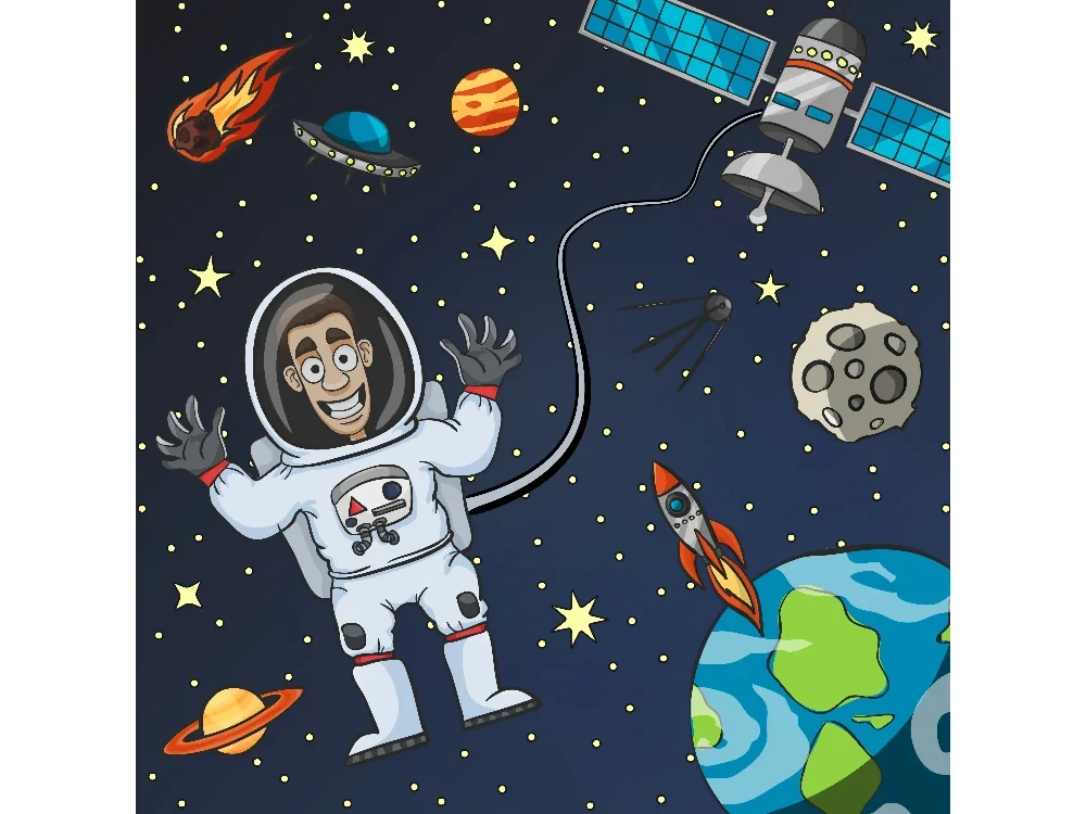 Seytex Astronot Çocuk Odası Duvar Kağıdı