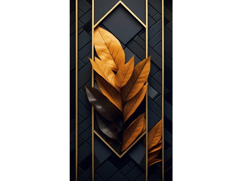 Seytex ÇM-028 Seytex Siyah Gold Çerçeve Yaprak Duvar Kağıdı tekstil duvar kağıdı