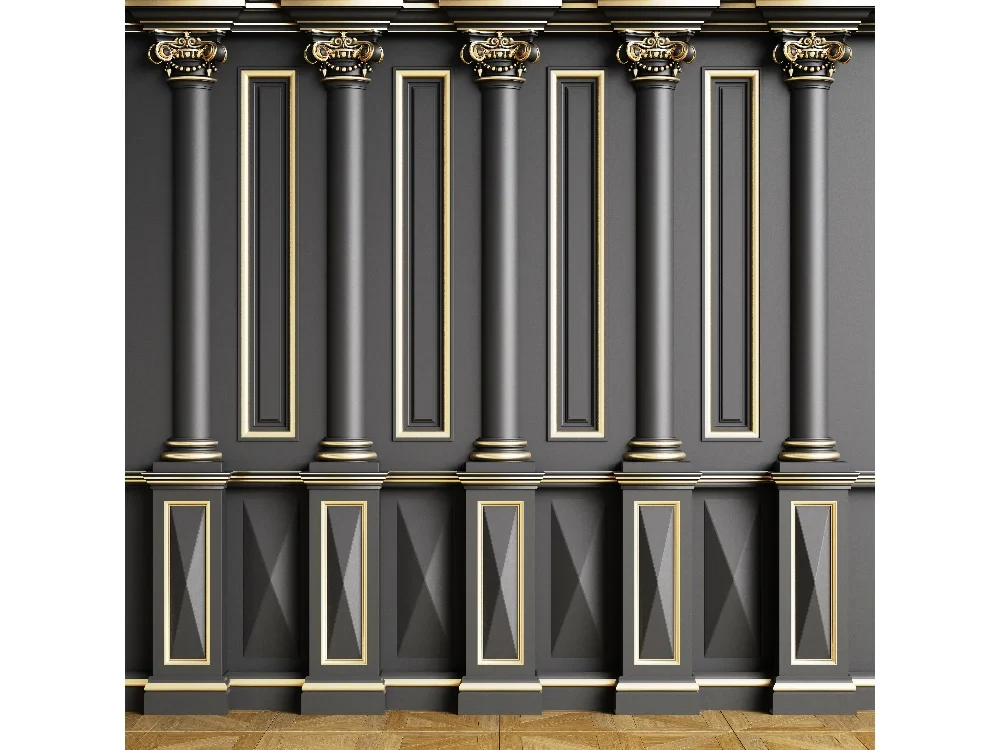 Seytex CS-015 Seytex Sütun Siyah Gold Duvar Kağıdı tekstil duvar kağıdı