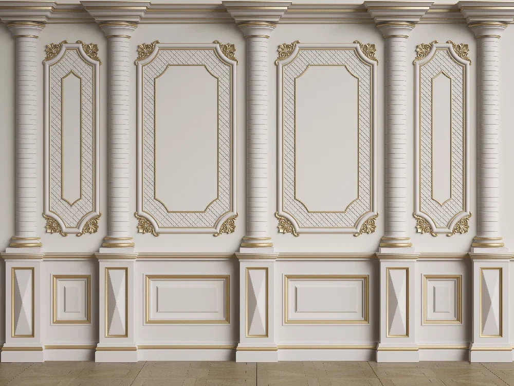 Seytex CS-020 Seytex Sütun Beyaz Gold Detay Duvar Kağıdı tekstil duvar kağıdı