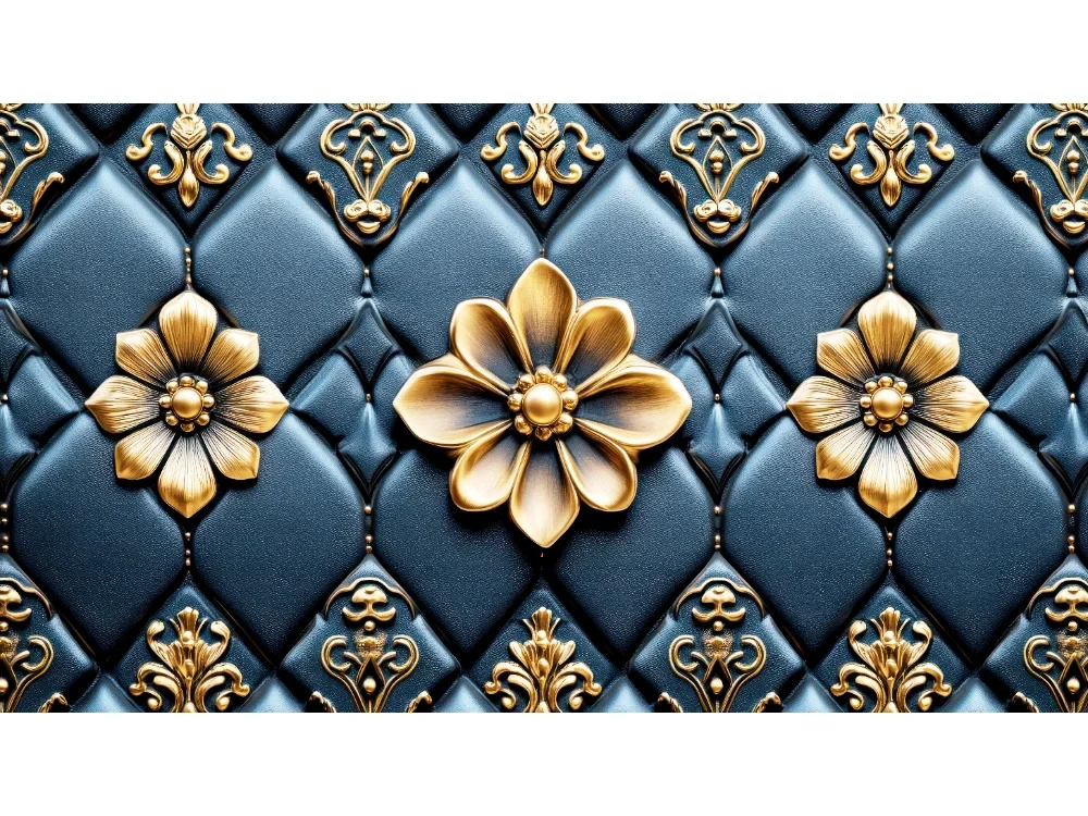 Seytex YO010 Seytex Mavi Çiçekli Pofuduk Duvar Kağıdı tekstil duvar kağıdı
