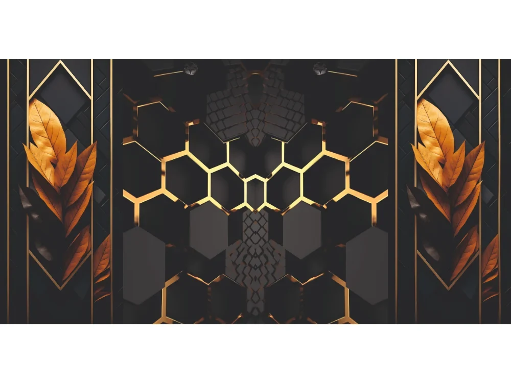 Seytex TP046 Seytex Siyah Gold Yaprak Sütun Duvar Kağıdı tekstil duvar kağıdı
